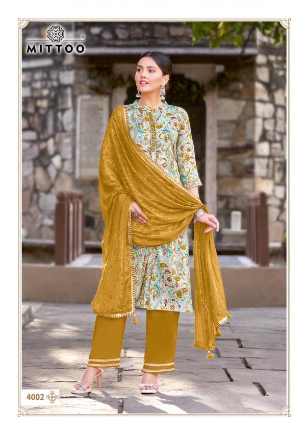 Mittoo Kesha Embroidery Kurti Pant With Dupatta Collection